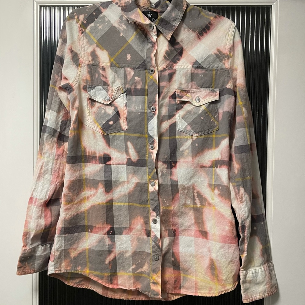 Bleached Plaid Button Down Shirt - image 1